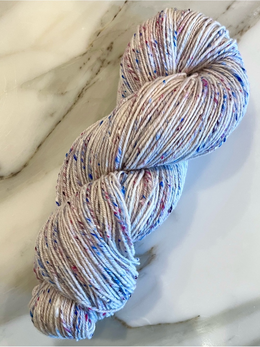 Handspun Polwarth Wool & Viscose Nepp Worsted Weight Yarn in Birthday Cake